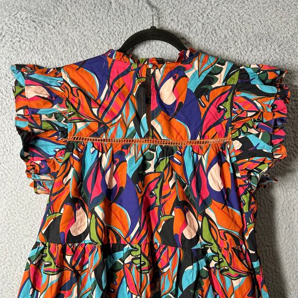 Palms Away‎ Dress Womens S Multicolor Short Sleeve Cotton Mini Summer Vacation - Picture 5 of 13